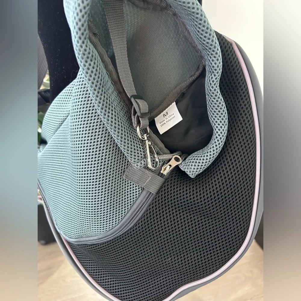 Gray Mesh Dog Sling Carrier - Hands-Free Pet Carrier